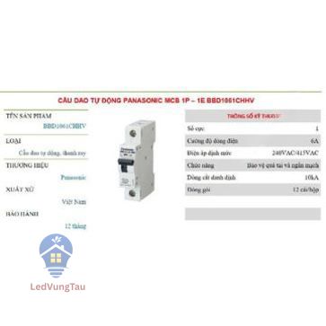 Thông số kỹ thuật MCB 1P 10kA Panasonic Led Vũng Tàu